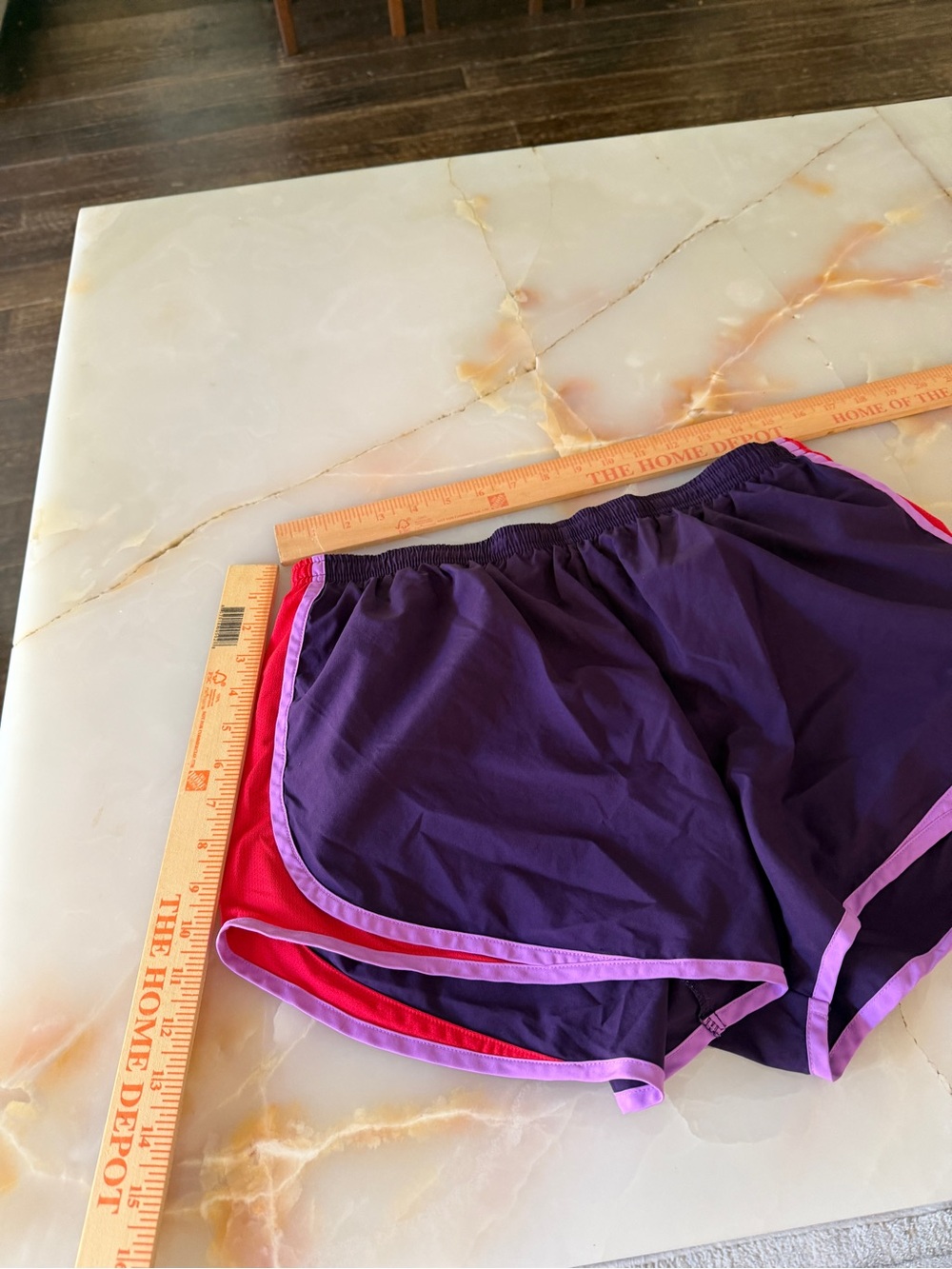 Nike Women’s Purple Athletic Shorts with Pink Trim - Picture 3 of 5